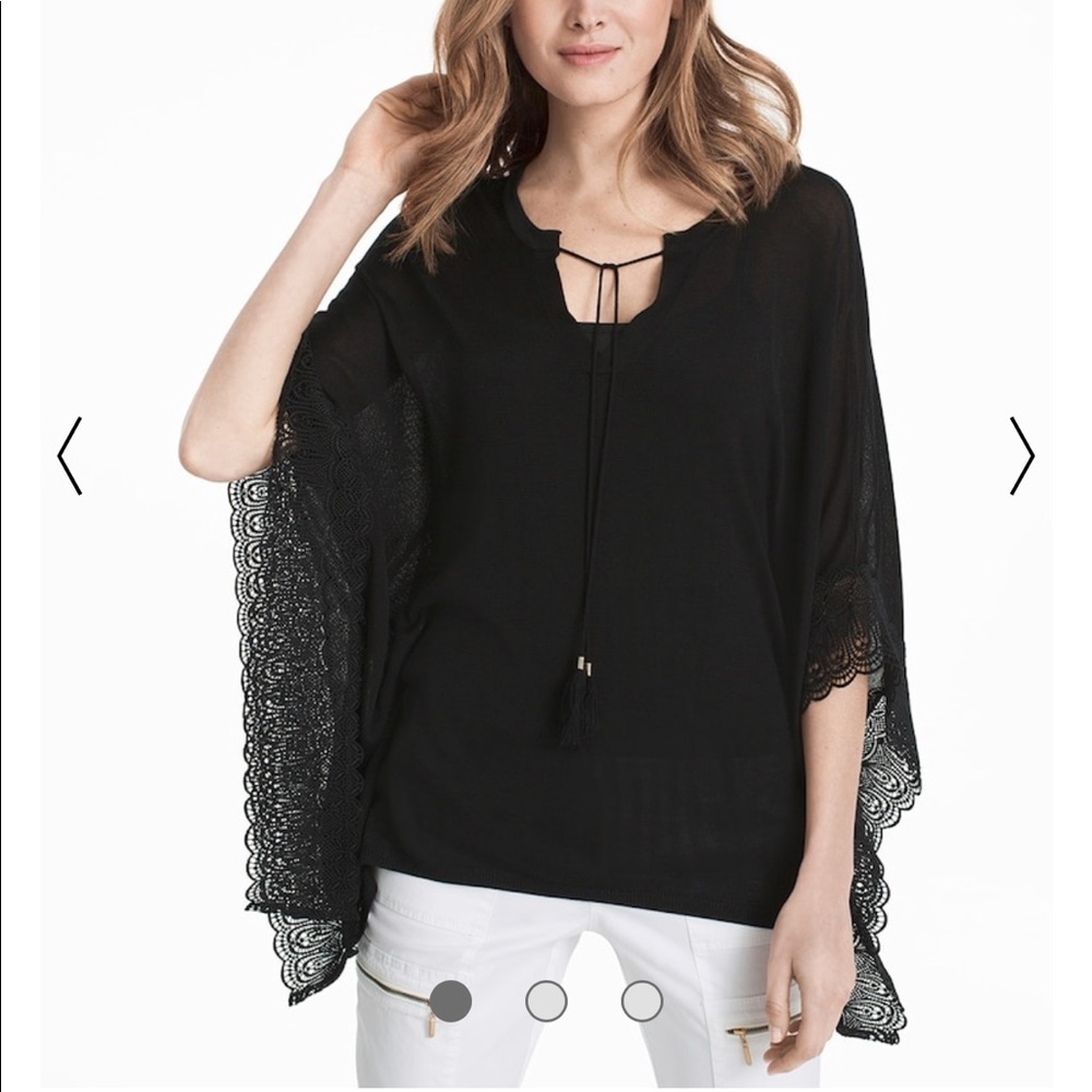 WHBM Butterfly Lace Trim Pull over Sweater